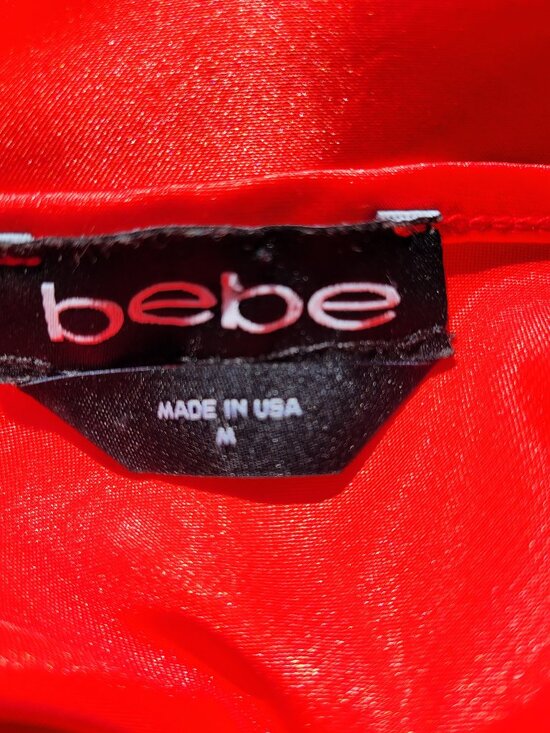 Bebe Red Satin Cowl Neck Midi Slip Dress Size M - Picture 5 of 8